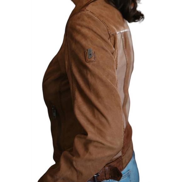 Women's Brown Leather Jacket - Picture 3 of 8